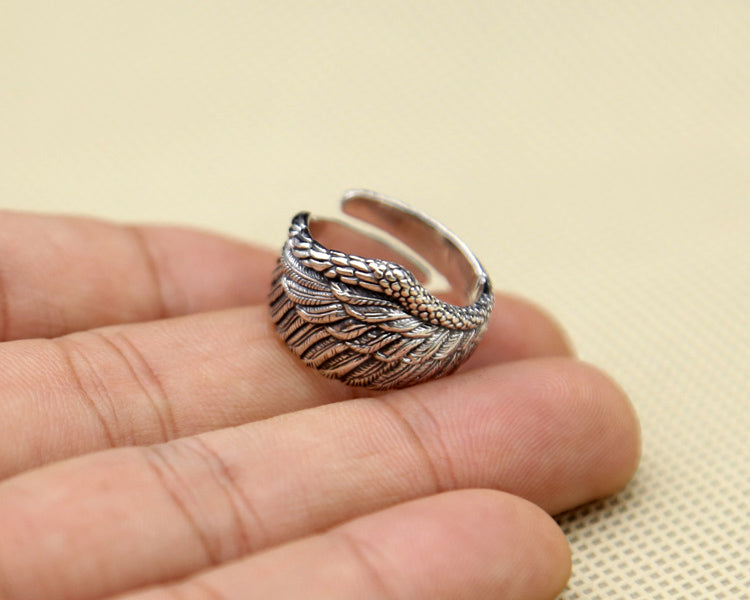 The Angelic Flight Sterling silver angel wing ring view 5