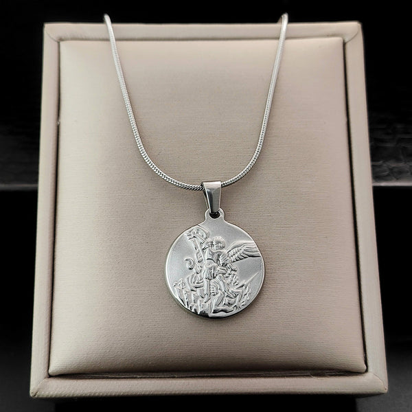 The Angelic Protector Stainless Steel Archangel Pendant Necklace view 4