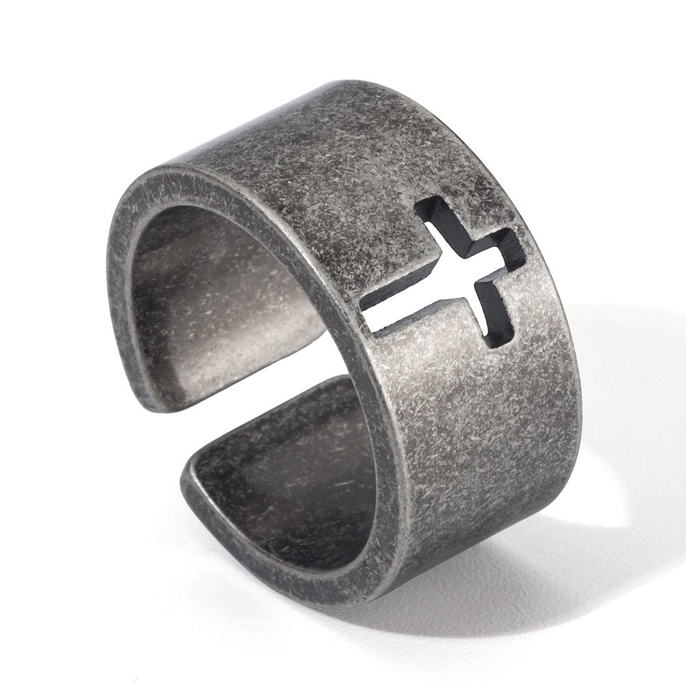 The Retro Cross Stainless Steel Cross Ring view 2