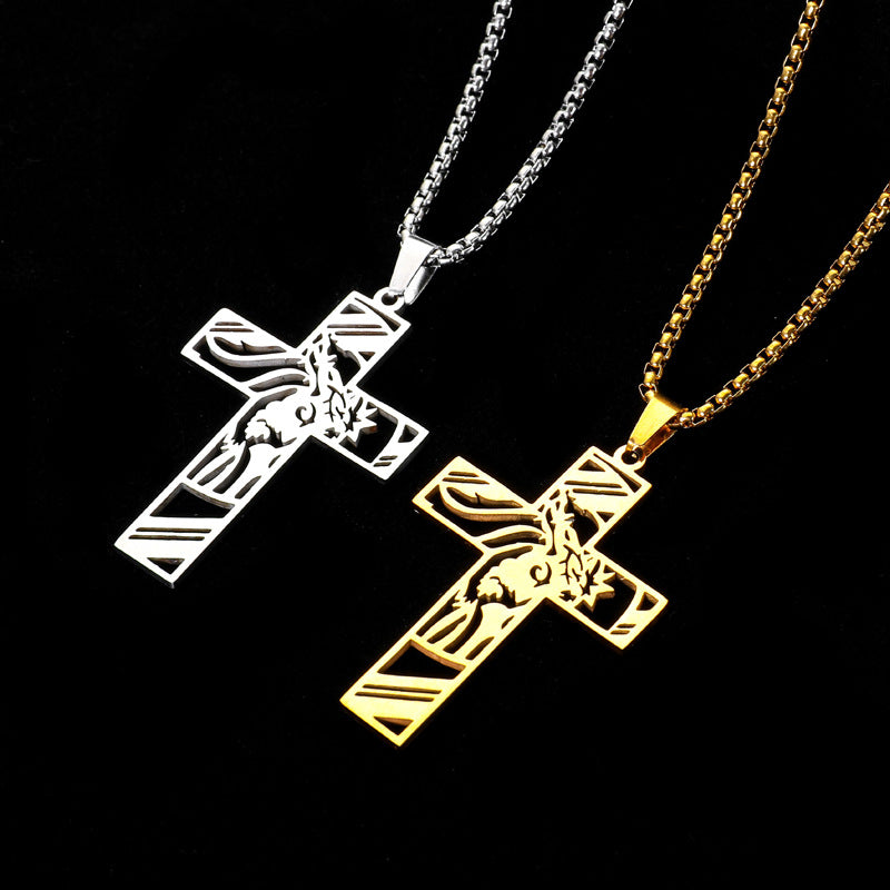The Holy Visage Stainless Steel Jesus Cross Necklace view 4