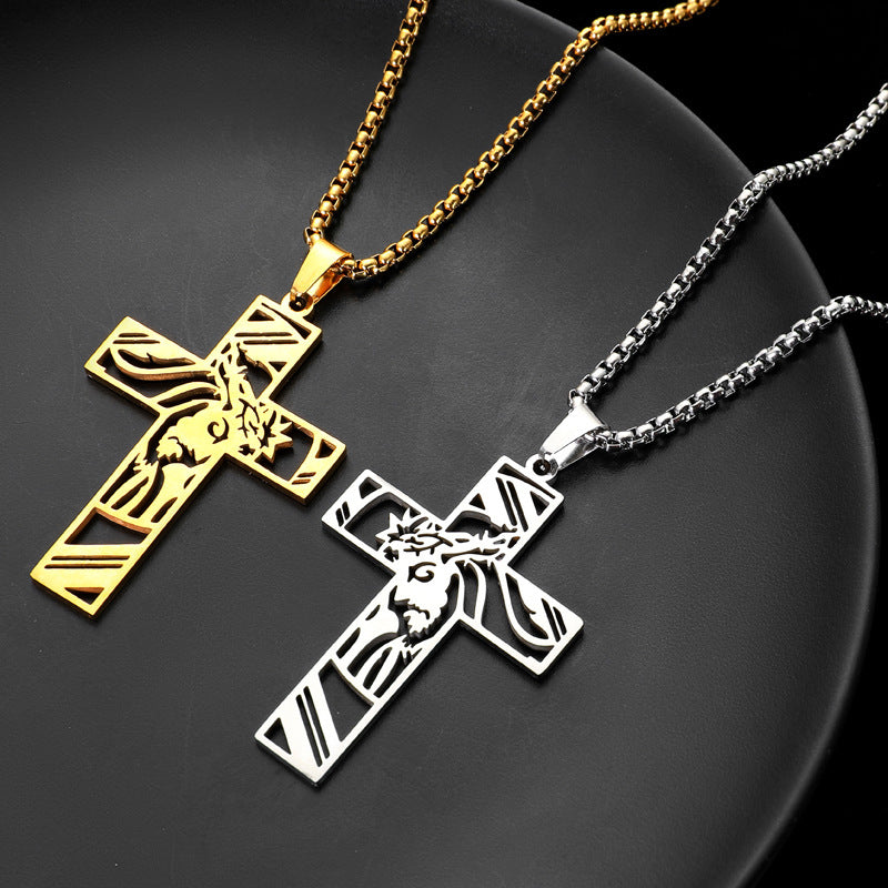 The Holy Visage Stainless Steel Jesus Cross Necklace view 7