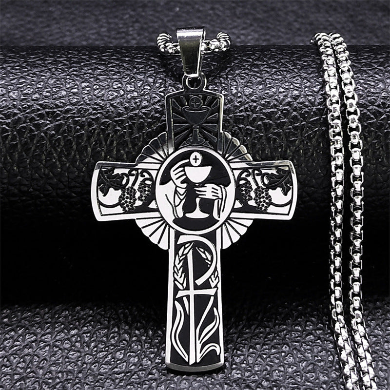 The Eucharistic Cross Stainless Steel Eucharistic Cross Necklace view 4