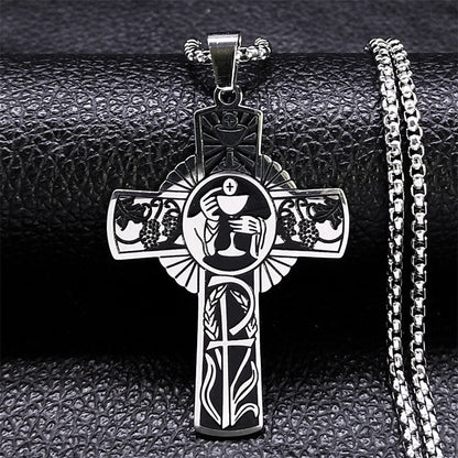 The Eucharistic Cross Stainless Steel Eucharistic Cross Necklace view 4