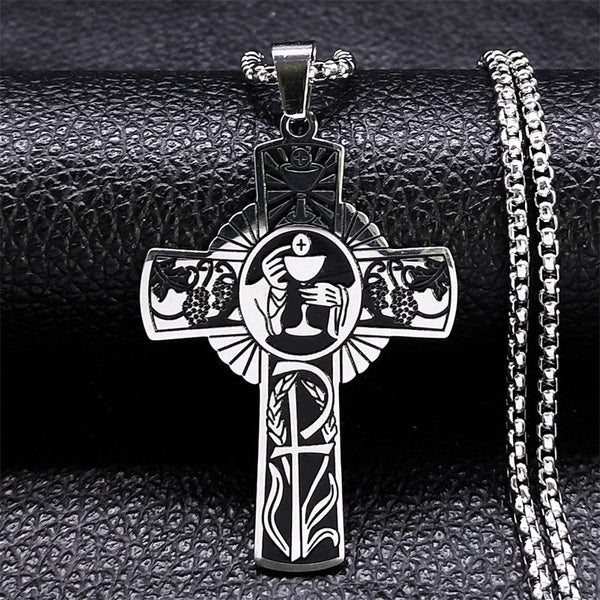 The Eucharistic Cross Stainless Steel Eucharistic Cross Necklace view 4