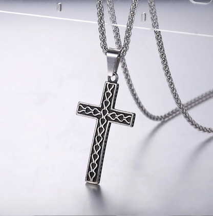 The Reverent Heart Cross Black Stainless Steel Cross Necklace view 7