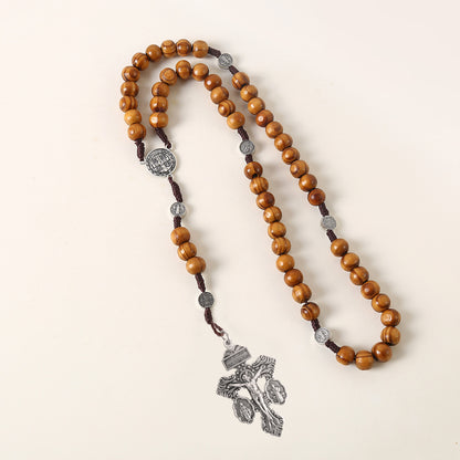 The Prayerful Rosary Wooden bead rosary necklace view 7