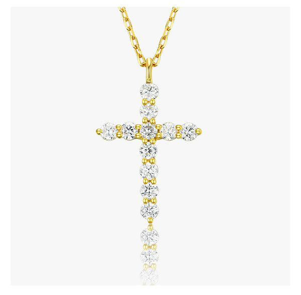 The Divine Spark - Sterling Silver, Rose Gold & Gold Cross Necklace