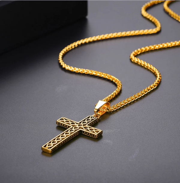 The Reverent Heart Cross Black Stainless Steel Cross Necklace view 3