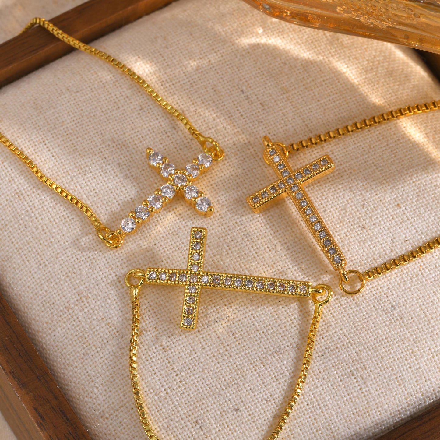 The Celestial Bond - Gold Cross Bracelet