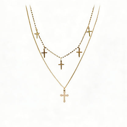 The Faithful Layers Stainless Steel Layered Cross Necklace view 7