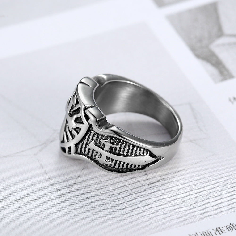 The Steadfast Shield Men's Stainless Steel Templar Ring view 2