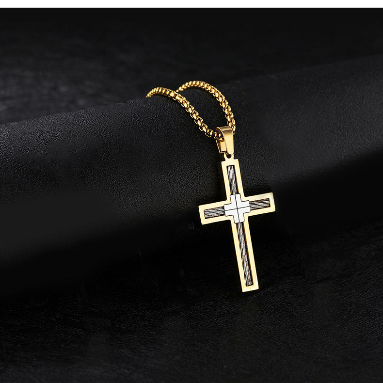 The Cable Cross Stainless Steel Cable Cross Necklace view 4