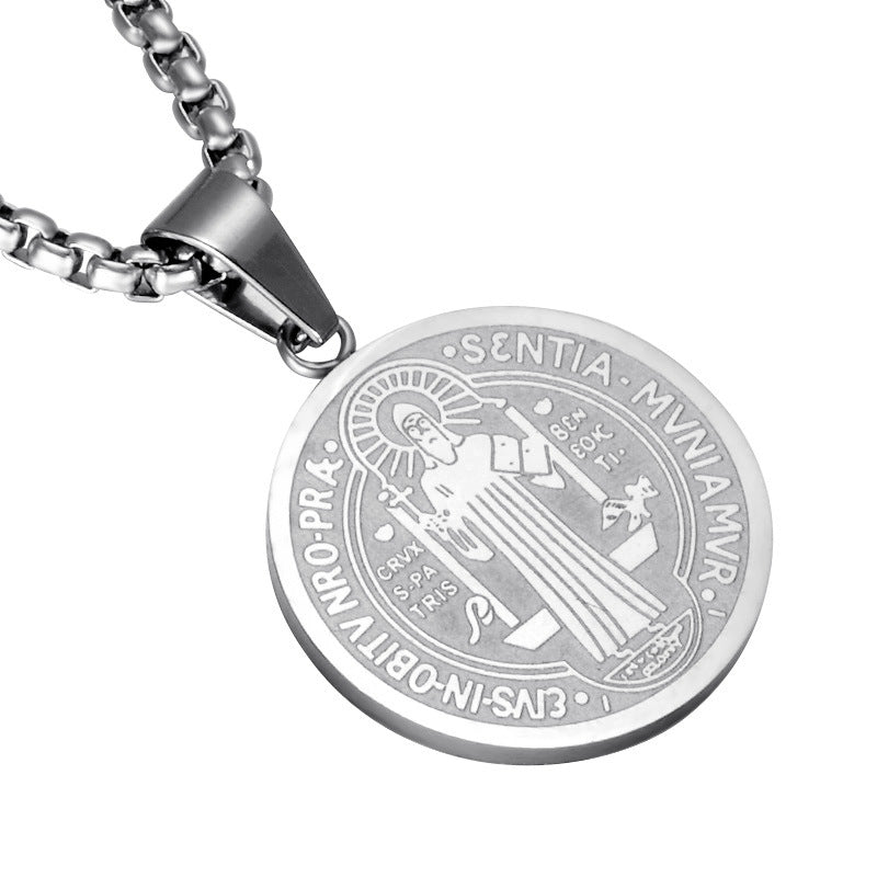 The Benedictine Medal Stainless Steel Saint Benedict Necklace