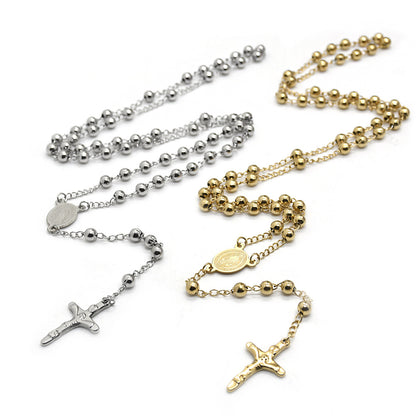 The Prayerful Journey Stainless Steel Rosary Necklace Cross view 8