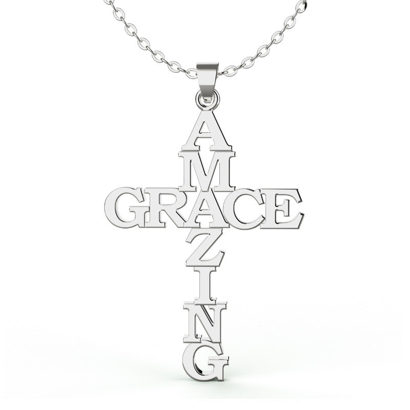 The Graced Cross Stainless Steel Amazing Grace Cross Necklace
