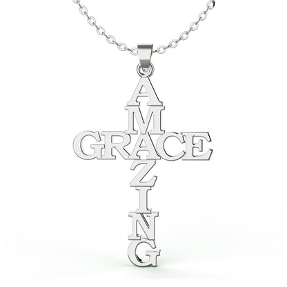 The Graced Cross Stainless Steel Amazing Grace Cross Necklace