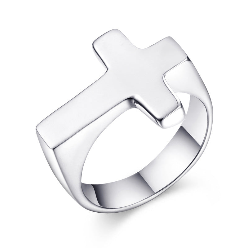The Steadfast Ring Stainless Steel Cross Ring view 4