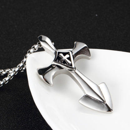 The Valiant Cross Men's Stainless Steel Cross Pendant view 8