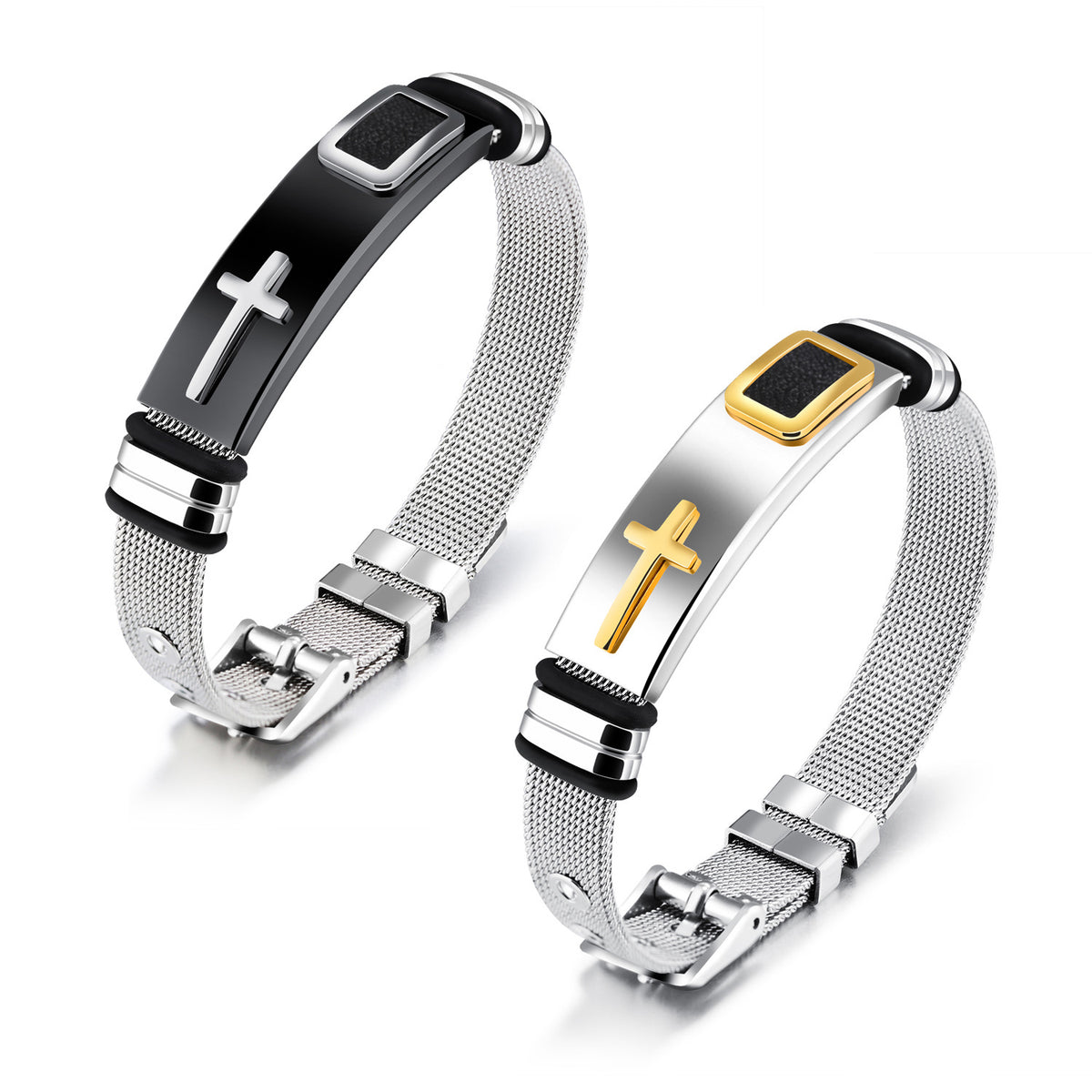 The Shadowed Cross Stainless Steel Cross Bracelet for Men view 4