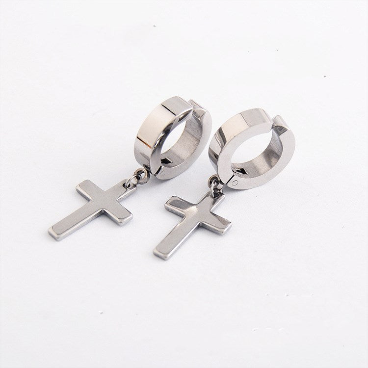 The Rainbow Cross Iridescent Stainless Steel Cross Earrings view 3