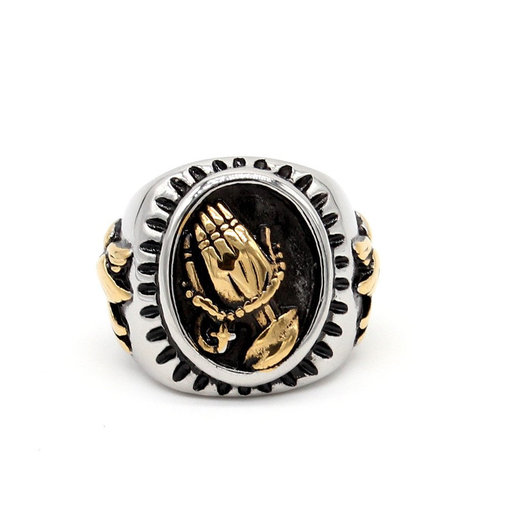 The Steadfast Prayer Stainless Steel Praying Hands Ring
