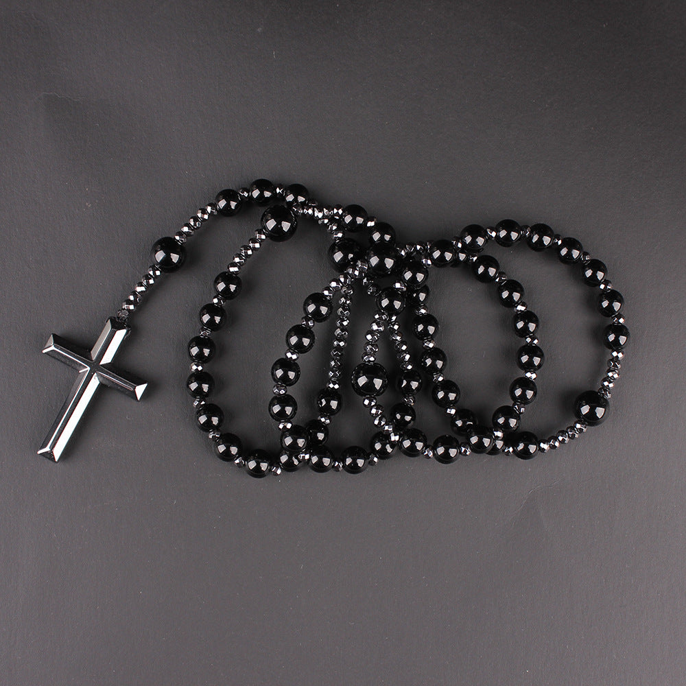 The Meditative Rosary Natural Bead Rosary Necklace with Cross view 3