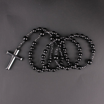 The Meditative Rosary Natural Bead Rosary Necklace with Cross view 3