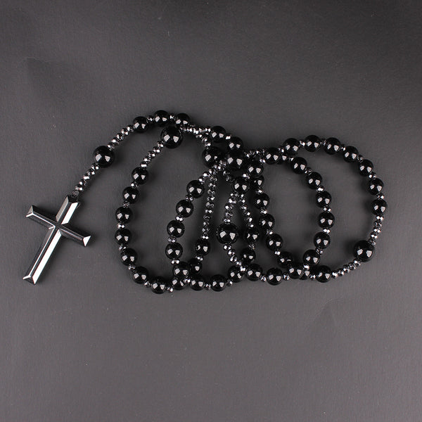The Meditative Rosary Natural Bead Rosary Necklace with Cross view 3