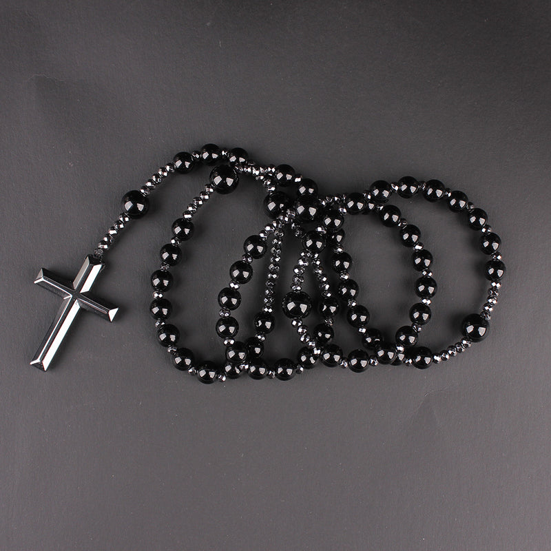 The Meditative Rosary Natural Bead Rosary Necklace with Cross view 3