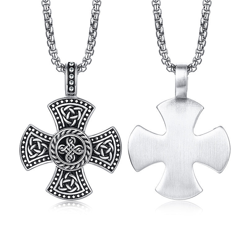 The Enduring Knot Stainless Steel Celtic Cross Necklace view 2