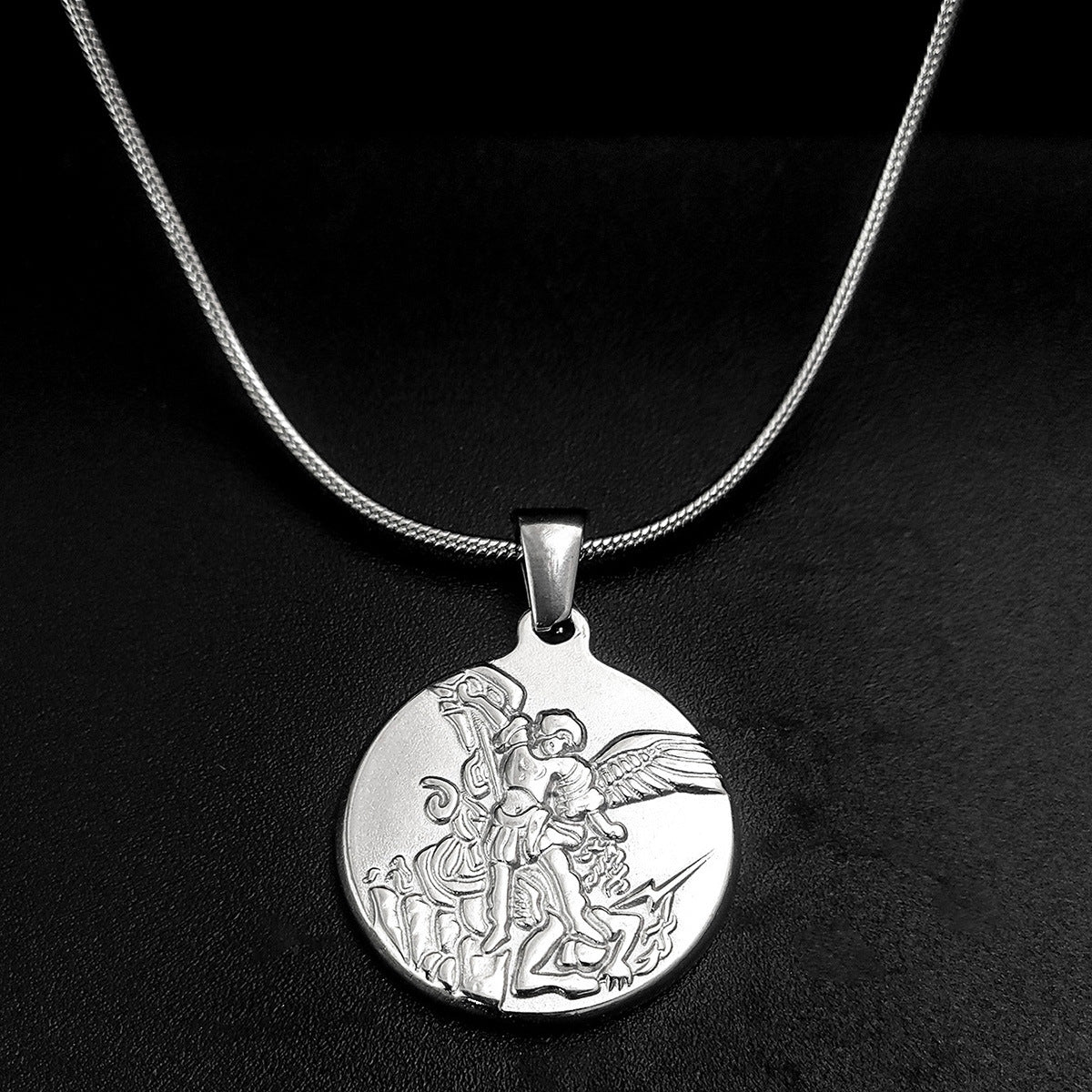 The Angelic Protector Stainless Steel Archangel Pendant Necklace view 6