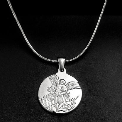 The Angelic Protector Stainless Steel Archangel Pendant Necklace view 6