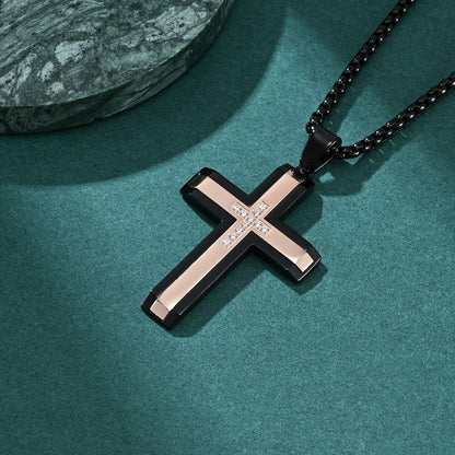 The Modern Cross Men's Stainless Steel Cross Necklace view 5