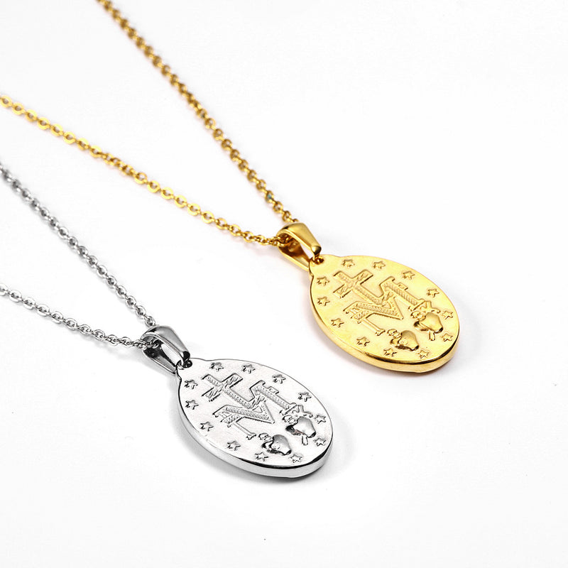 The Miraculous Pendant Stainless Steel Virgin Mary Necklace view 3