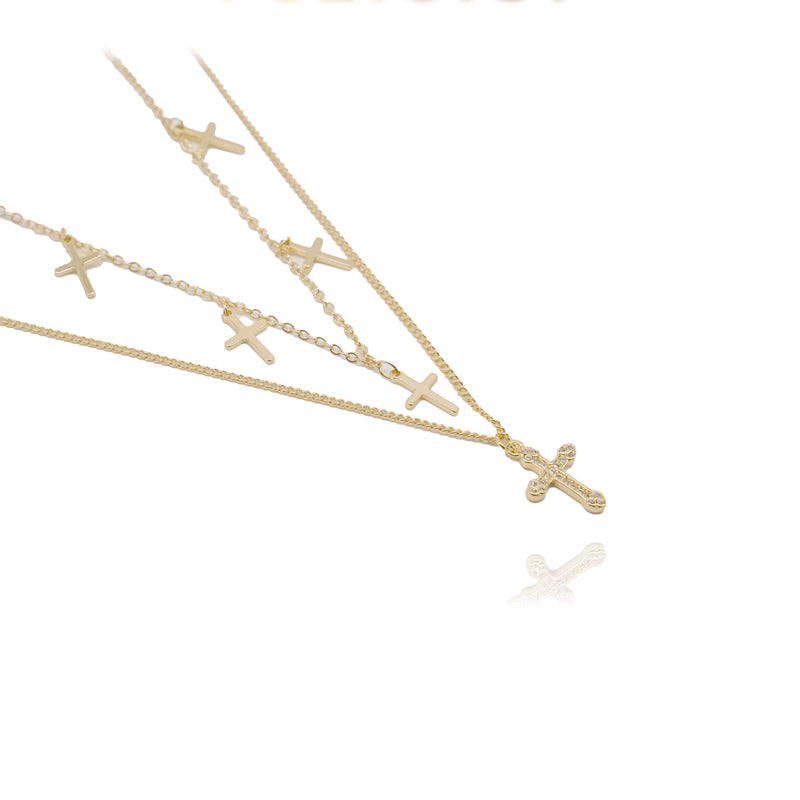 The Faithful Layers Stainless Steel Layered Cross Necklace view 6
