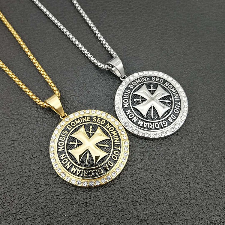 The Templar's Motto Stainless Steel Templar Cross Necklace view 2