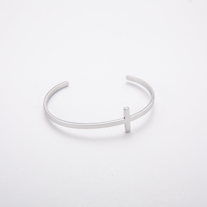 The Gentle Cross Stainless Steel Cross Cuff Bracelet view 6