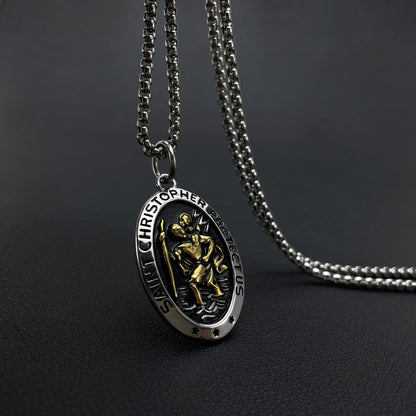 The Voyager's Protector Stainless Steel St Christopher Necklace view 5