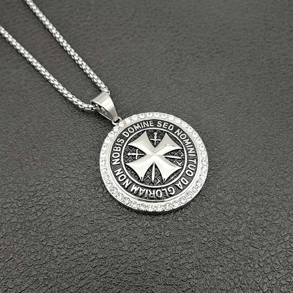The Templar's Motto Stainless Steel Templar Cross Necklace view 3