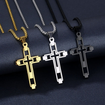The Modern Devotion Stainless Steel Hollow Cross Necklace view 6