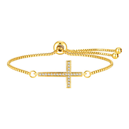The Celestial Bond - Gold Cross Bracelet
