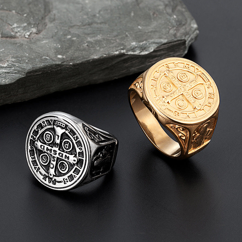 The Benedictine Ring Stainless Steel Saint Benedict Ring view 3