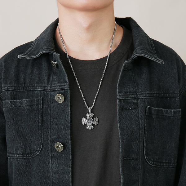 The Enduring Knot Stainless Steel Celtic Cross Necklace view 5