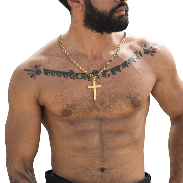 The Gilded Cross Men's Gold Stainless Steel Cross Necklace view 5