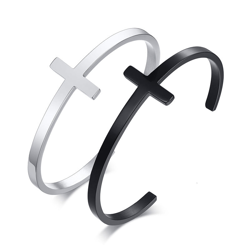 The Open Cross Stainless Steel Cross Cuff Bracelet view 8