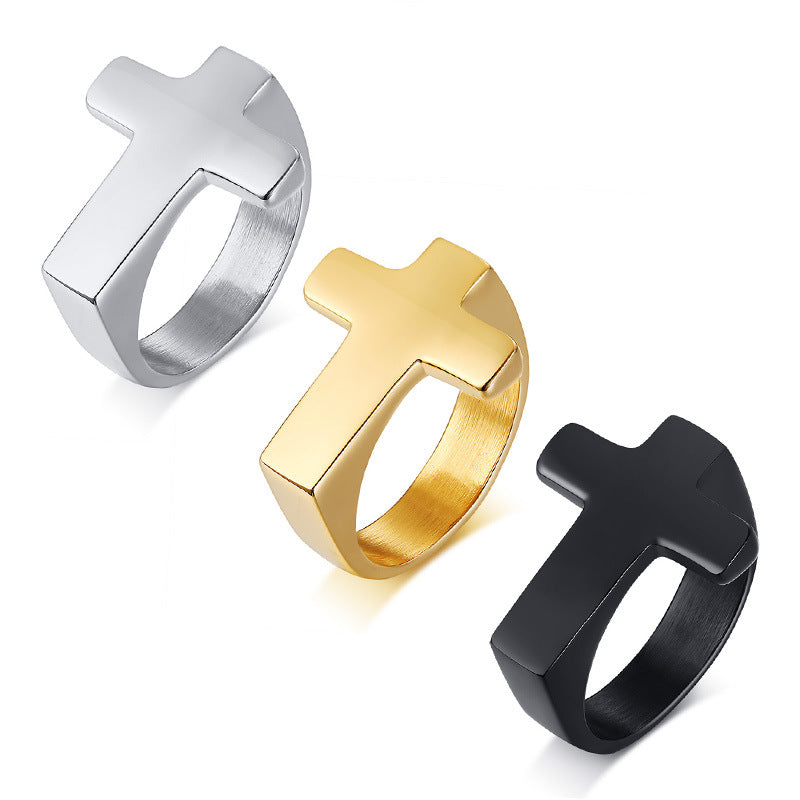 The Steadfast Ring Stainless Steel Cross Ring