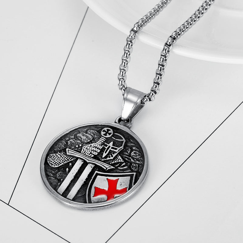 The Crusader's Vow Stainless Steel Crusader Templar Necklace