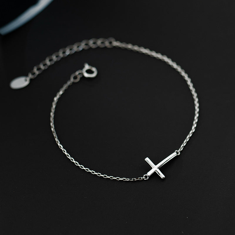 The Graceful Cross 925 sterling silver sideways cross bracelet