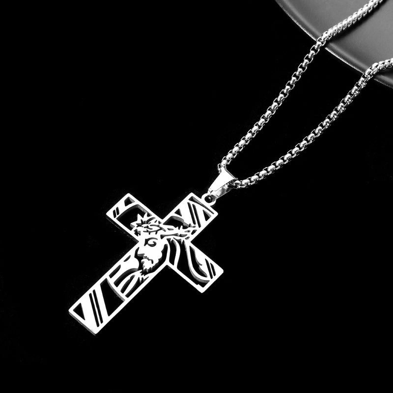 The Holy Visage Stainless Steel Jesus Cross Necklace view 9