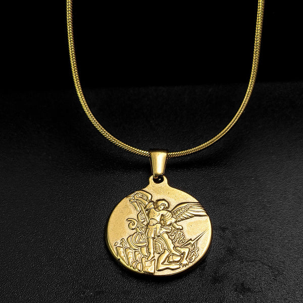 The Angelic Protector Stainless Steel Archangel Pendant Necklace view 3